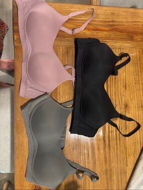 SHEIN Pink, Black & Gray Wireless Everyday Bras - 3 Pack